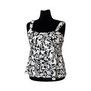 NWT Floral Black and White Women's Swim Top